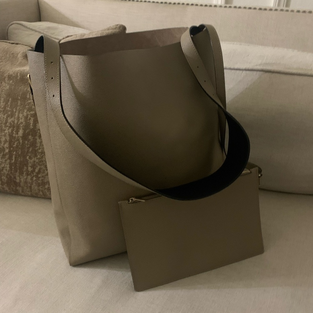VALEXTRA Sacca Dark Taupe Medium Soft Tote Bag